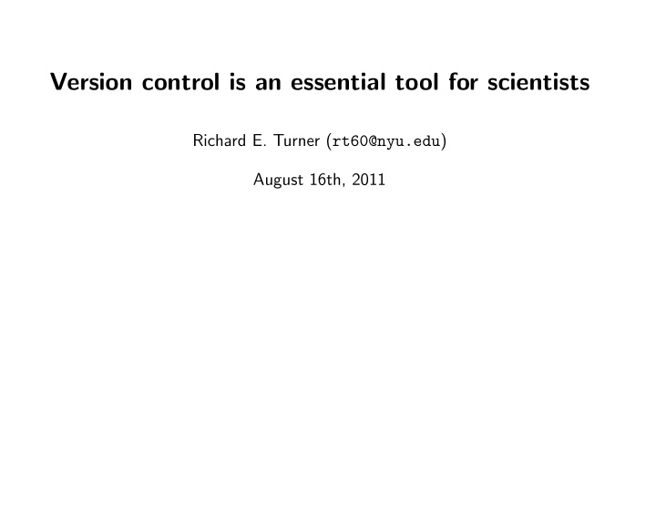 version control is an essential tool for scientists