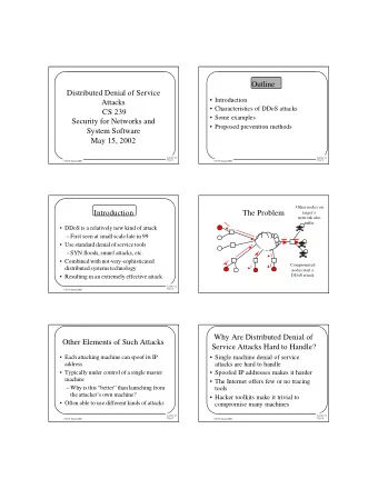 Outline  Distributed Denial of Service   Introduction  Attacks   Characteristics of DDoS