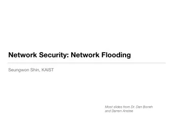 Network Security: Network Flooding  Seungwon Shin, KAIST  Most slides from Dr. Dan Boneh  and
