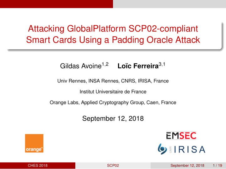attacking globalplatform scp02 compliant smart cards