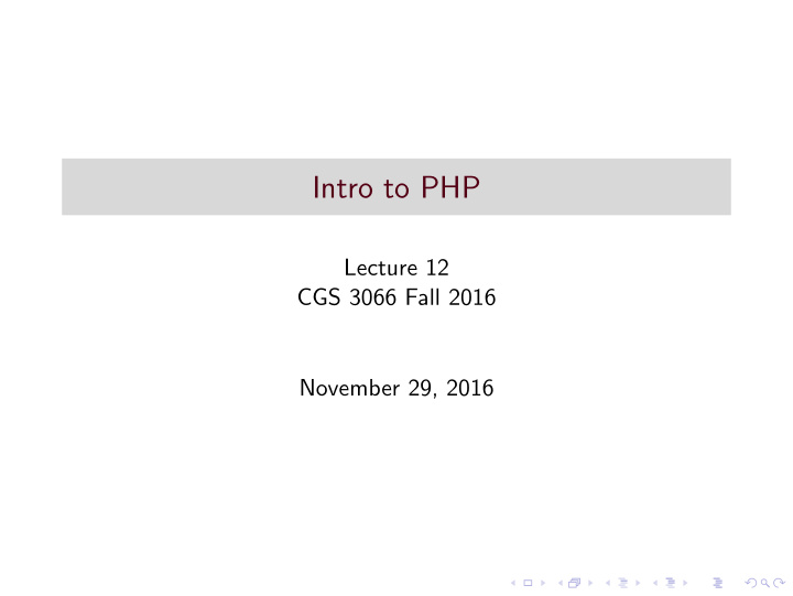 intro to php