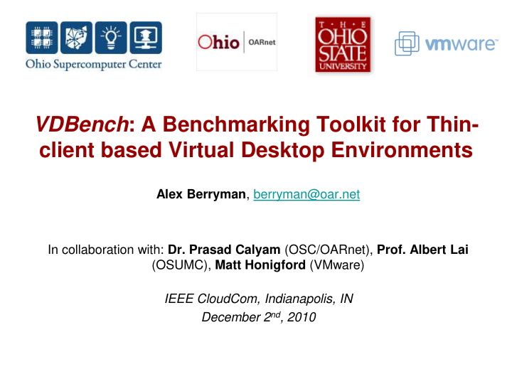 vdbench a benchmarking toolkit for thin client based