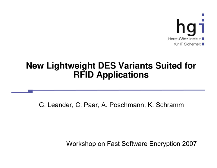 new lightweight des variants suited for rfid applications