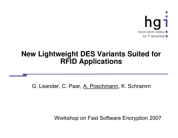 new lightweight des variants suited for rfid applications