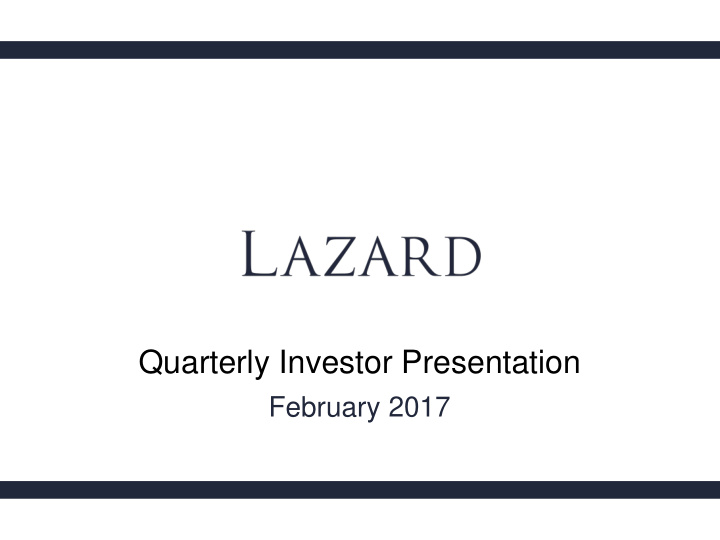 quarterly investor presentation