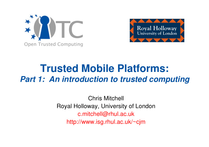 trusted mobile platforms