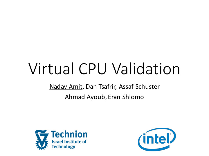 virtual cpu validation