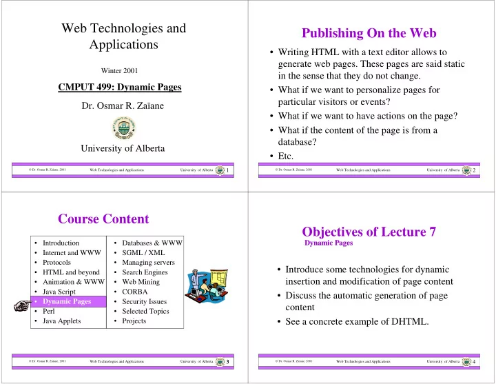 web technologies and publishing on the web applications