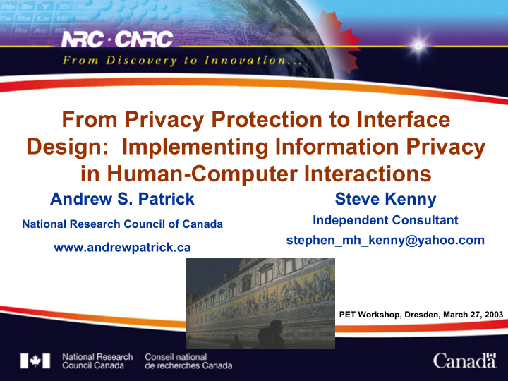 from privacy protection to interface design implementing