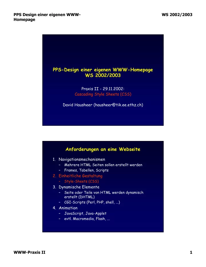 pps design einer eigenen homepage ws 2002 2003