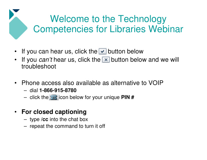 welcome to the technology competencies for libraries