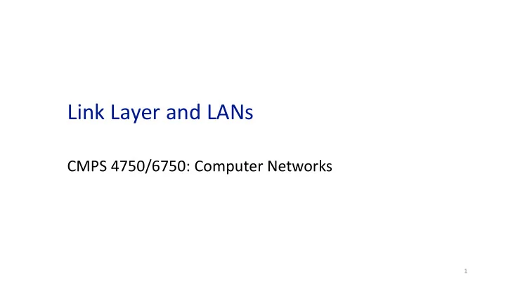 link layer and lans