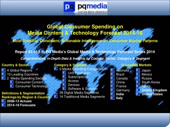 Global Consumer Spending on  Media Content &amp; Technology Forecast 2014-18  Most Credible,