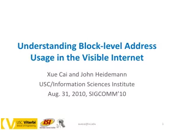 Usage in the Visible Internet  Xue Cai and John Heidemann  USC/Information Sciences Institute  Aug.