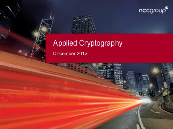 Applied Cryptography  December 2017  ECDLP is the problem of finding an ECC user's  secret key,
