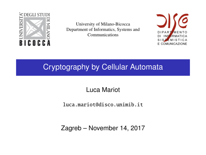 cryptography by cellular automata