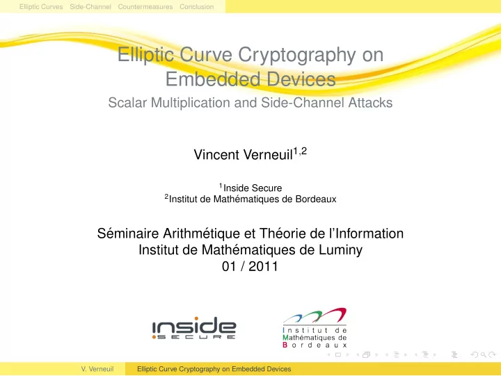 elliptic curve cryptography on embedded devices