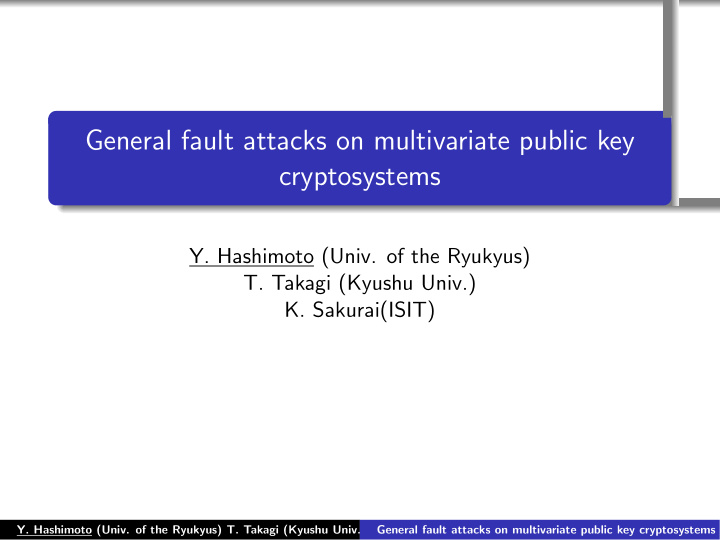 general fault attacks on multivariate public key