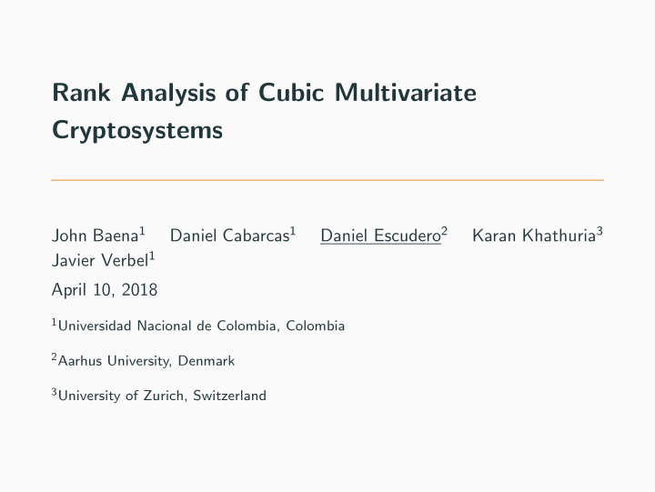 rank analysis of cubic multivariate cryptosystems