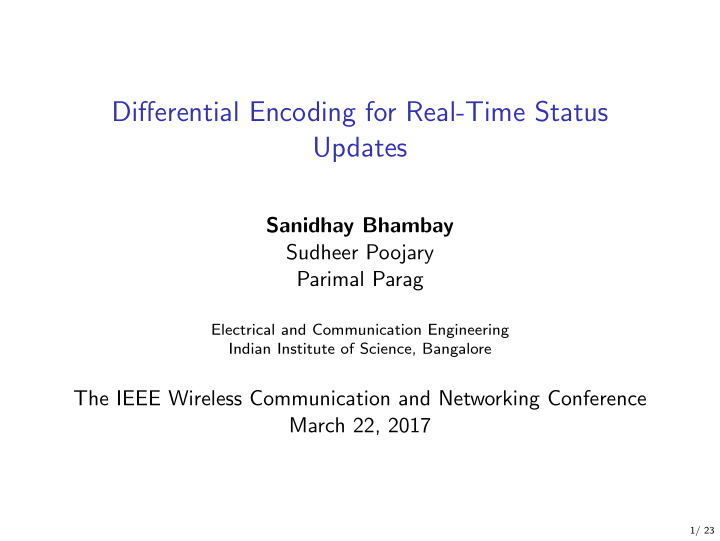 differential encoding for real time status updates