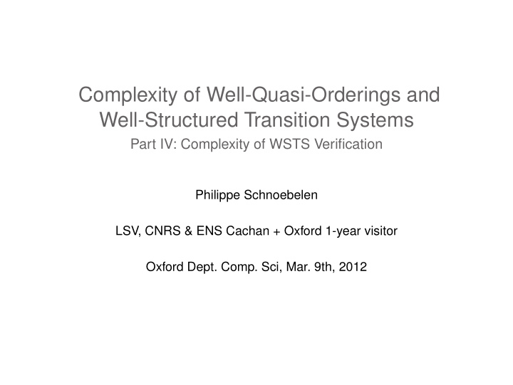 complexity of well quasi orderings and well structured