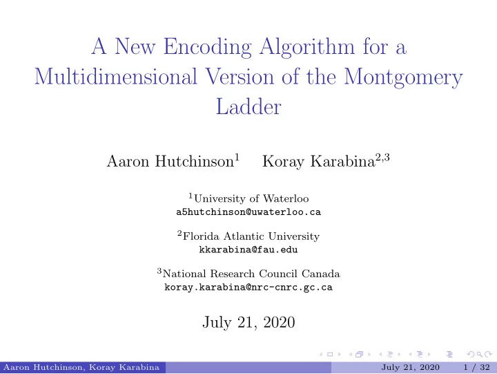a new encoding algorithm for a multidimensional version