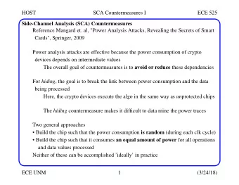 HOST  SCA Countermeasures I  ECE 525  Side-Channel Analysis (SCA) Countermeasures  Reference