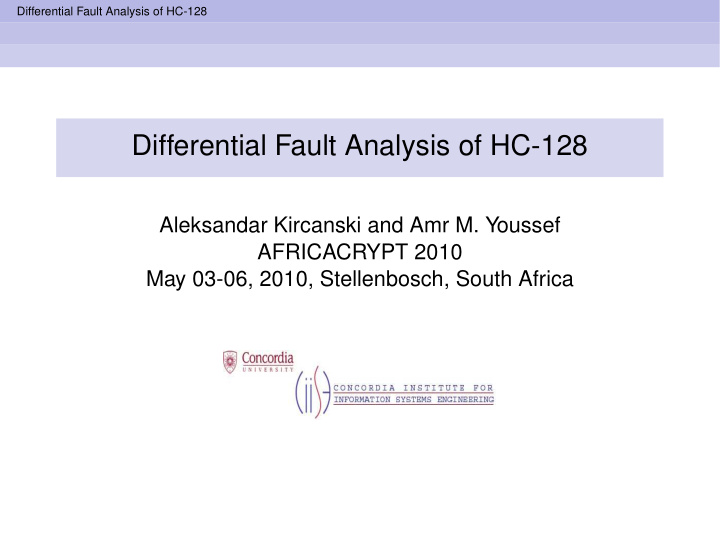differential fault analysis of hc 128