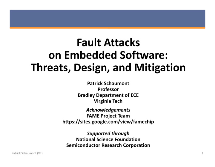 fault attacks on embedded software threats design and