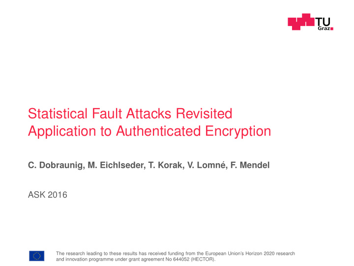 statistical fault attacks revisited application to