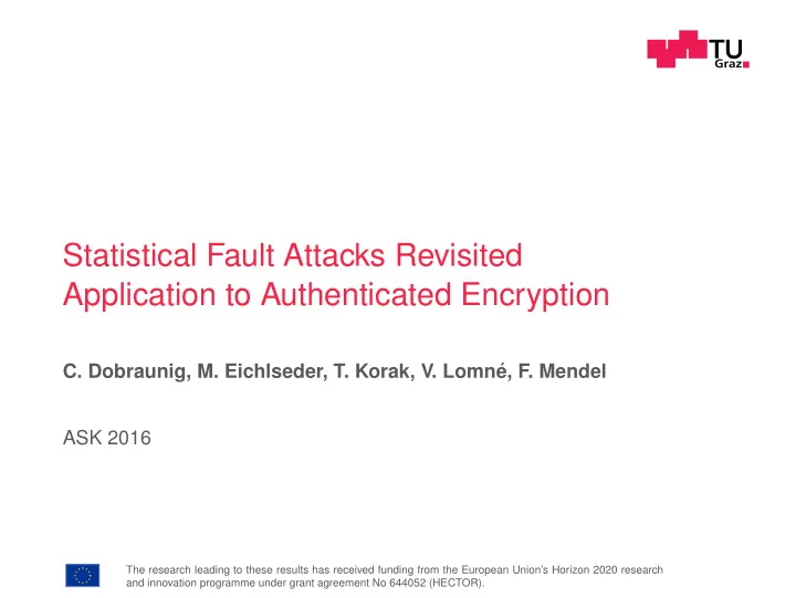 statistical fault attacks revisited application to