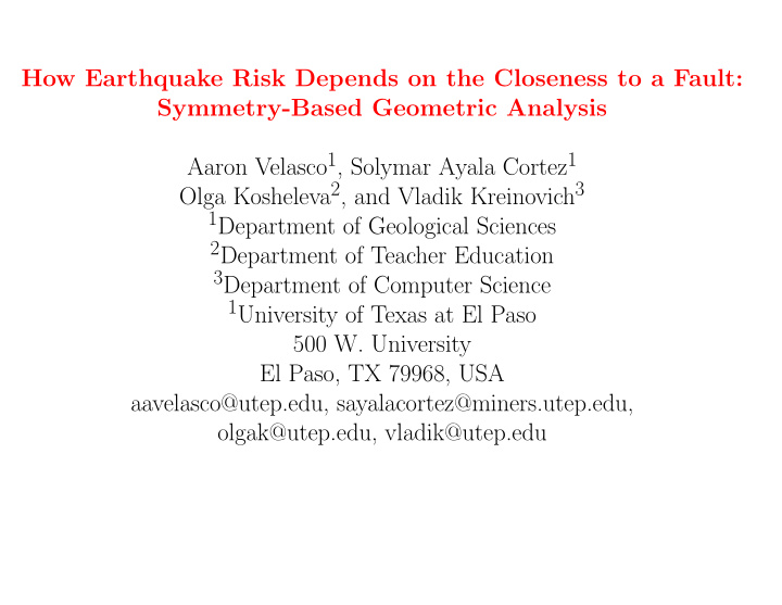 how earthquake risk depends on the closeness to a fault