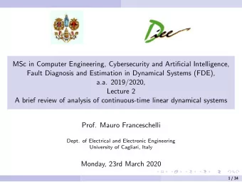 MSc in Computer Engineering, Cybersecurity and Artificial Intelligence,  Fault Diagnosis and
