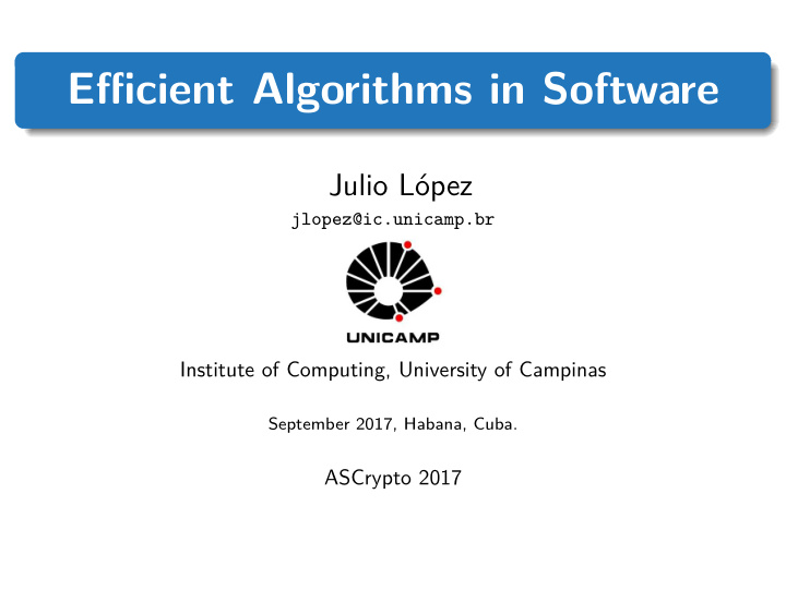 efficient algorithms in software