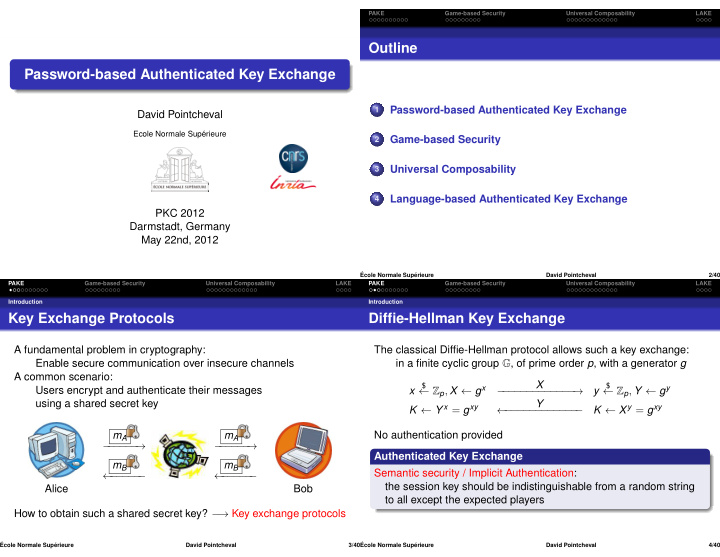 outline password based authenticated key exchange