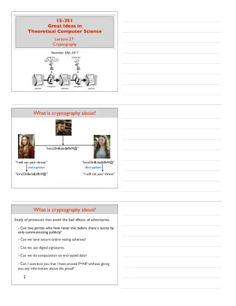 What is cryptography about?  loru23n8uladjkfb!#@  I will cut your throat