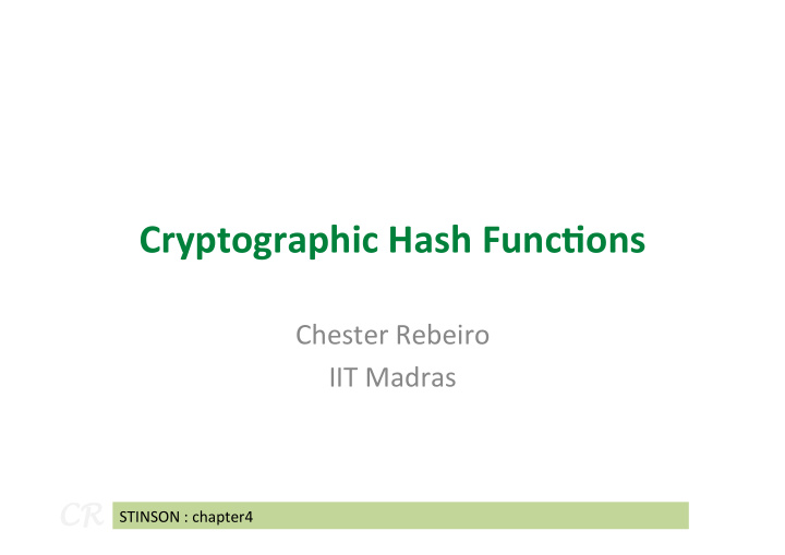 cryptographic hash func2ons