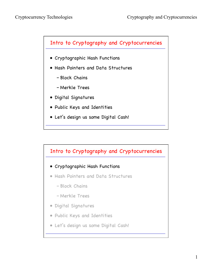 intro to cryptography and cryptocurrencies