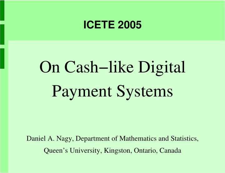 on cash like digital payment systems