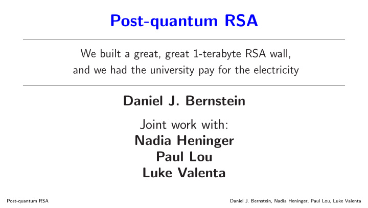 post quantum rsa