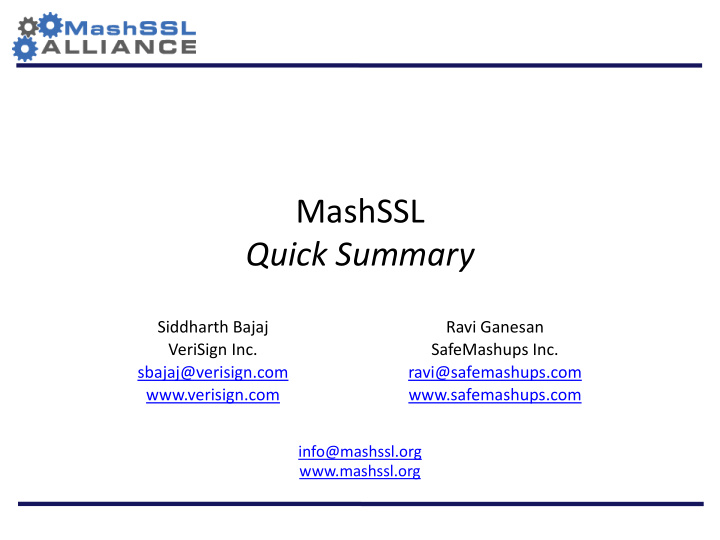 mashssl quick summary