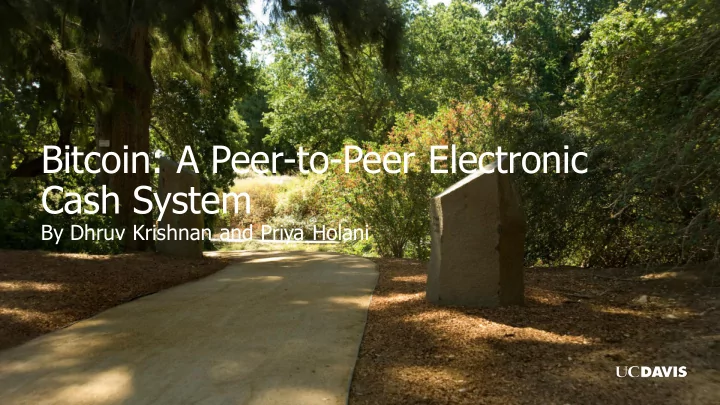 bitcoin a peer to peer electronic cash system