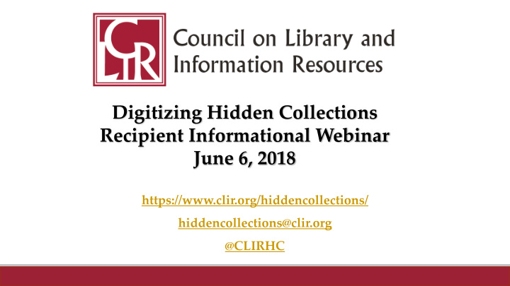 digitizing hidden collections recipient informational