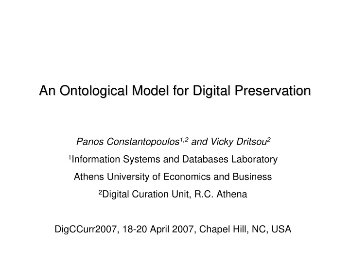 an ontological model for digital preservation an