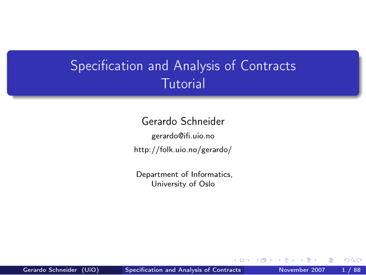 specification and analysis of contracts tutorial