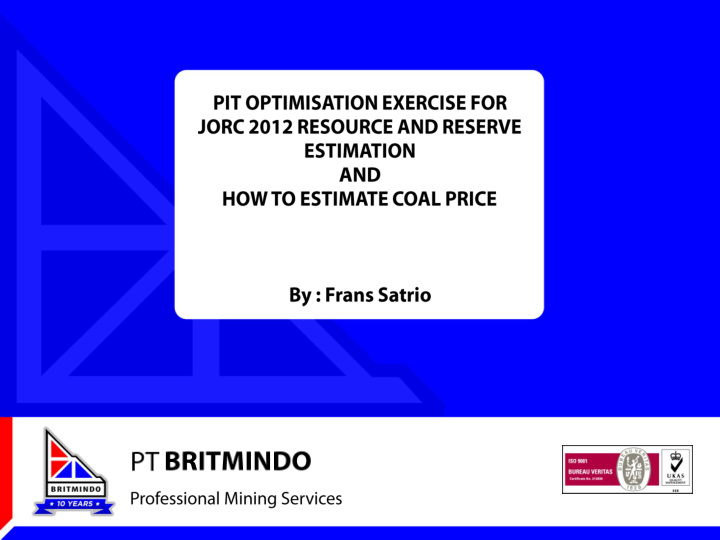 pit optimisation case study for resource and