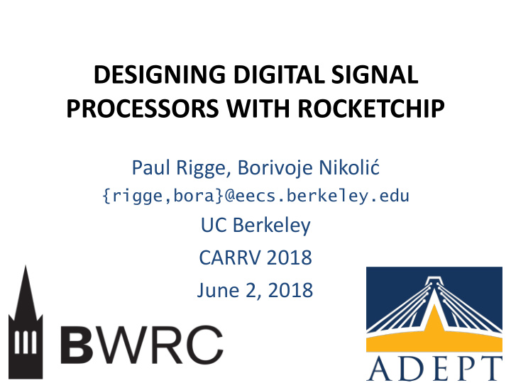 designing digital signal processors with rocketchip