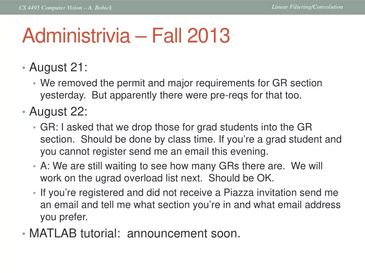 administrivia fall 2013