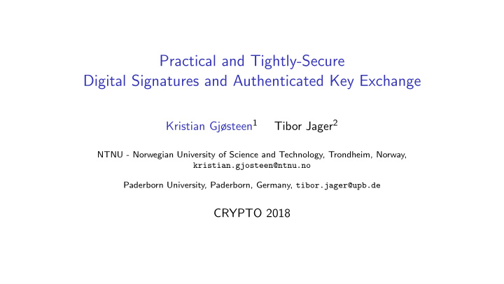 practical and tightly secure digital signatures and