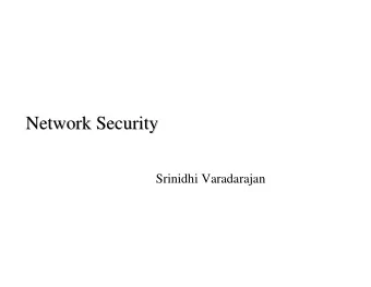 Network Security  Network Security  Srinidhi Varadarajan  Network security  Network security